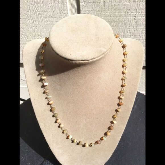 Opal and Gold Necklace, 19”, NEW - Picture 1 of 4